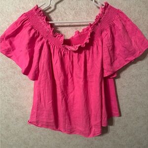 Lilly Pulitzer Pink Flutter Sleeve Smocked Blouse